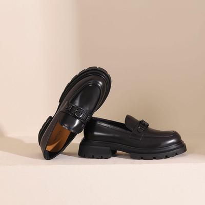 westory2024秋季新款复古一脚蹬乐福鞋厚底百搭舒适单鞋女