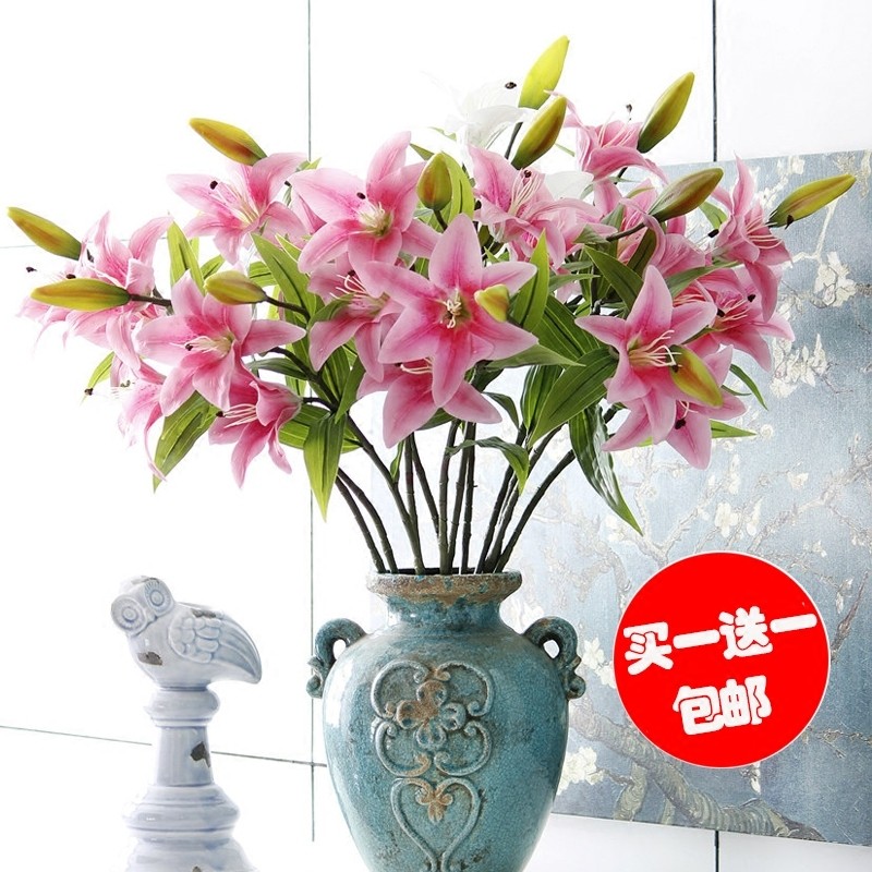 百合花仿真单只花假花仿真花花束花艺摆件防真花客厅摆设花瓶装饰图片