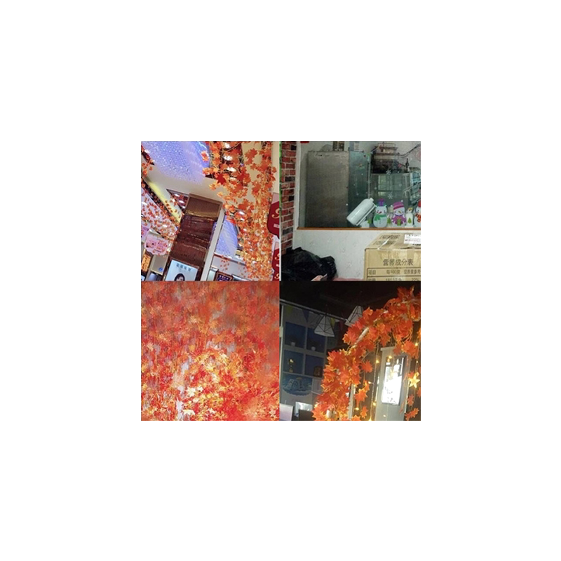 仿真金色店面管道红叶塑料花藤