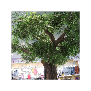仿真树枝绿化假树叶子园林工程装饰大树表演道具过胶榕树叶造景