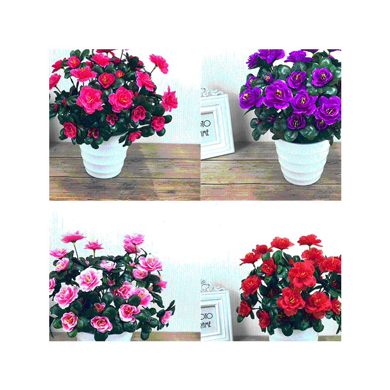 仿真杜鹃映山红假花绢花盆栽套装田园仿真花室外塑料花装饰花摆设