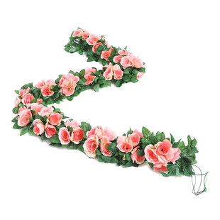 仿真小玫瑰吊篮兰月季藤条藤蔓花藤壁挂假花叶子塑料绢花装饰花朵