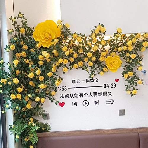 仿真玫瑰花藤藤蔓墙面壁挂假花