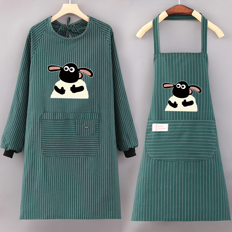 2025新款薄款棉布长袖罩衣女围裙厨房家用做饭时尚上班带袖工作服