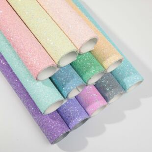 广州沙伦皮革有限公司轻奢梦幻糖果色厚片格利特陶瓷釉彩亮片PU笔