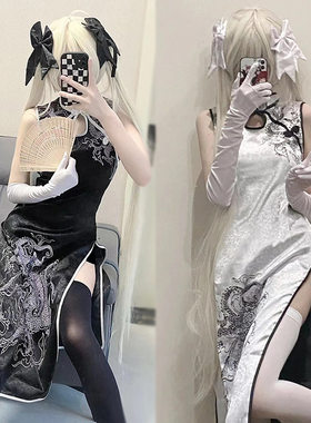 现货缘之空春日野穹妹cos旗袍动漫角色扮演元素cosplay服装送扇子