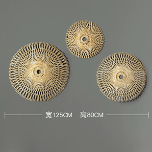 波西米亚民宿手工草编墙饰藤编墙上装饰挂件客餐厅背景墙面挂饰