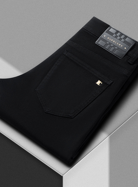 2025秋冬新款轻奢黑色牛仔裤男修身小直筒弹力潮流百搭长裤高级感