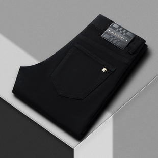 2025秋冬新款轻奢黑色牛仔裤男修身小直筒弹力潮流百搭长裤高级感