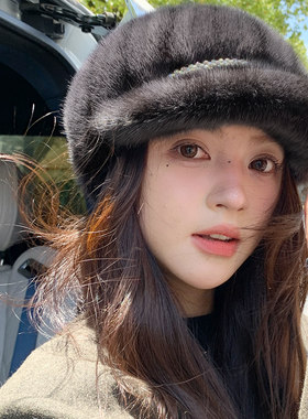 冬季水貂毛保暖皮草帽子草帽