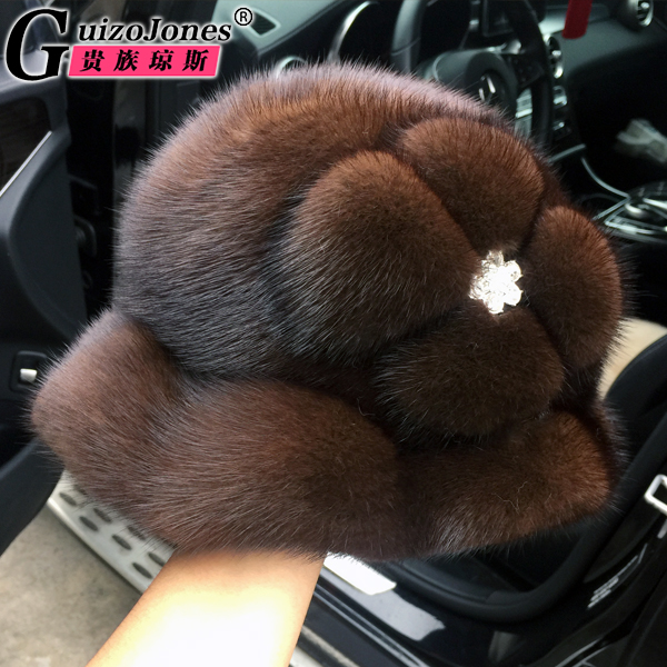 清仓几个 冬季新款整貂帽子水貂整皮荷叶边冬季礼帽 皮草女帽裘皮