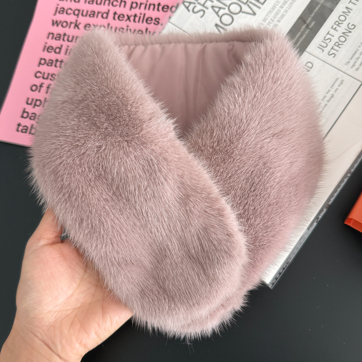 水貂整皮吸扣单面围脖