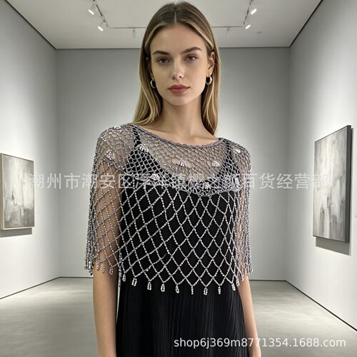 亚马逊跨境新款欧美镂空手钩花披