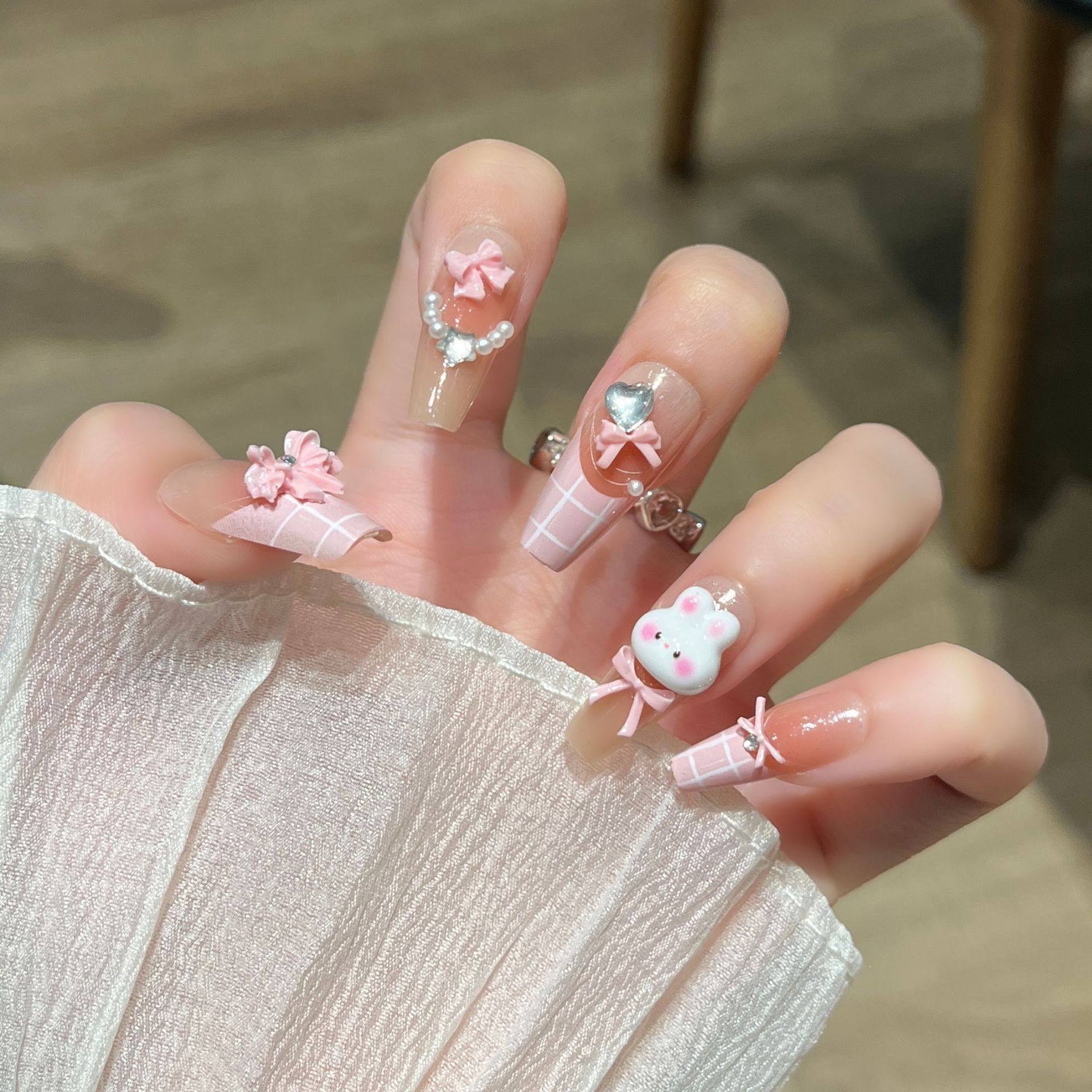 可爱卡通儿童穿戴甲长款手工指甲贴片2026新款高级感学生党甲片,彩妆/香水/美妆工具,穿戴甲/甲片,淘宝优惠券,粉丝福利购,淘宝优惠卷