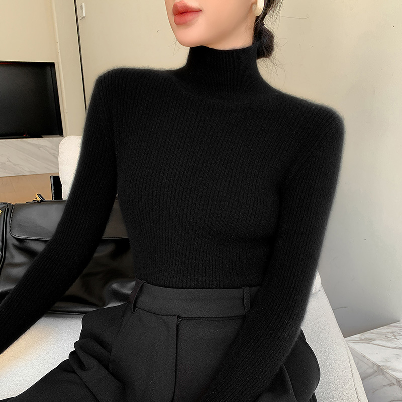 秋冬法式高领气质修身加厚针织衫女新款洋气配大衣打底衫显1212u