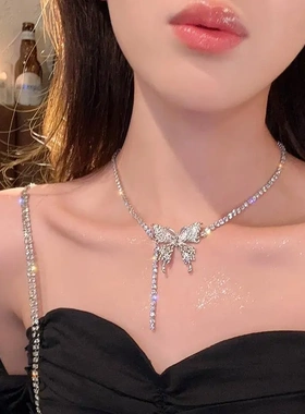 蝴蝶项链女款轻奢水钻高颜值