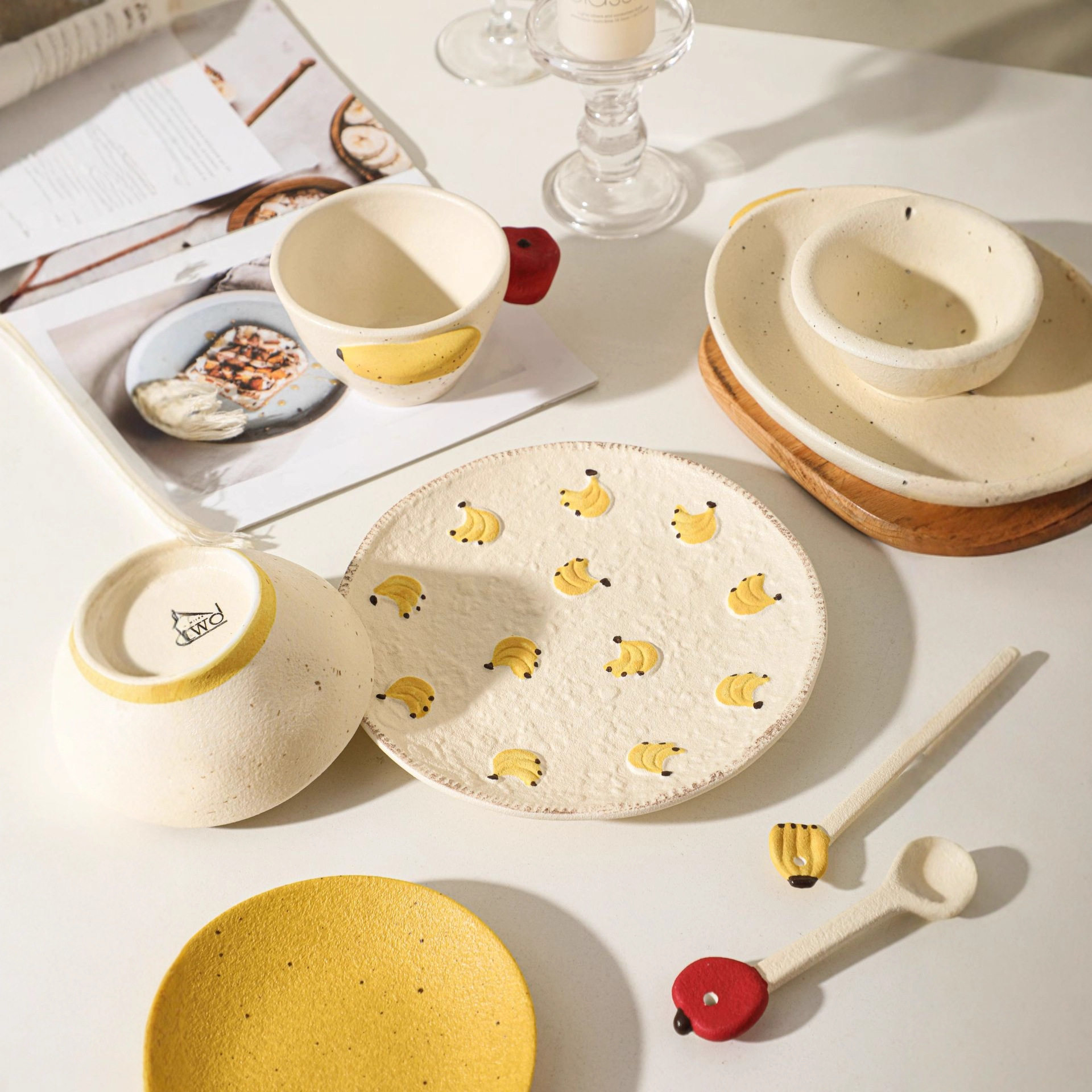 苹果香蕉陶瓷碗盘餐具套装盘子杯子汤碗可爱网红创意礼物餐具套装