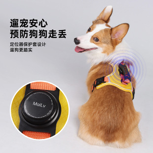 新款可装定位器狗狗牵引绳中小型犬狗狗胸背带可提拉反光遛狗绳子