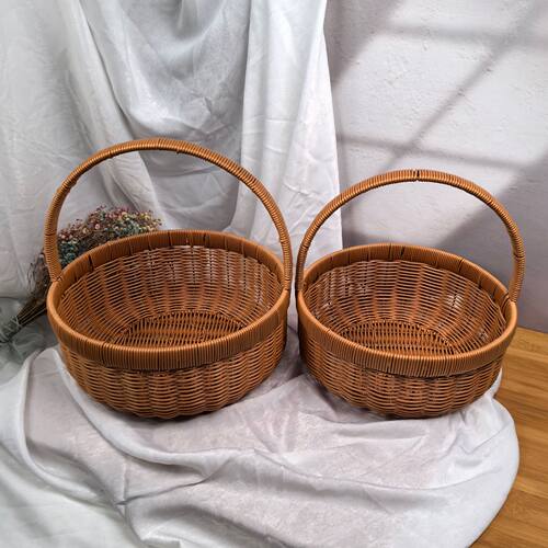 仿藤提篮竹编手提篮藤编篮子买菜篮水果篮礼品篮购物篮藤筐南瓜篮