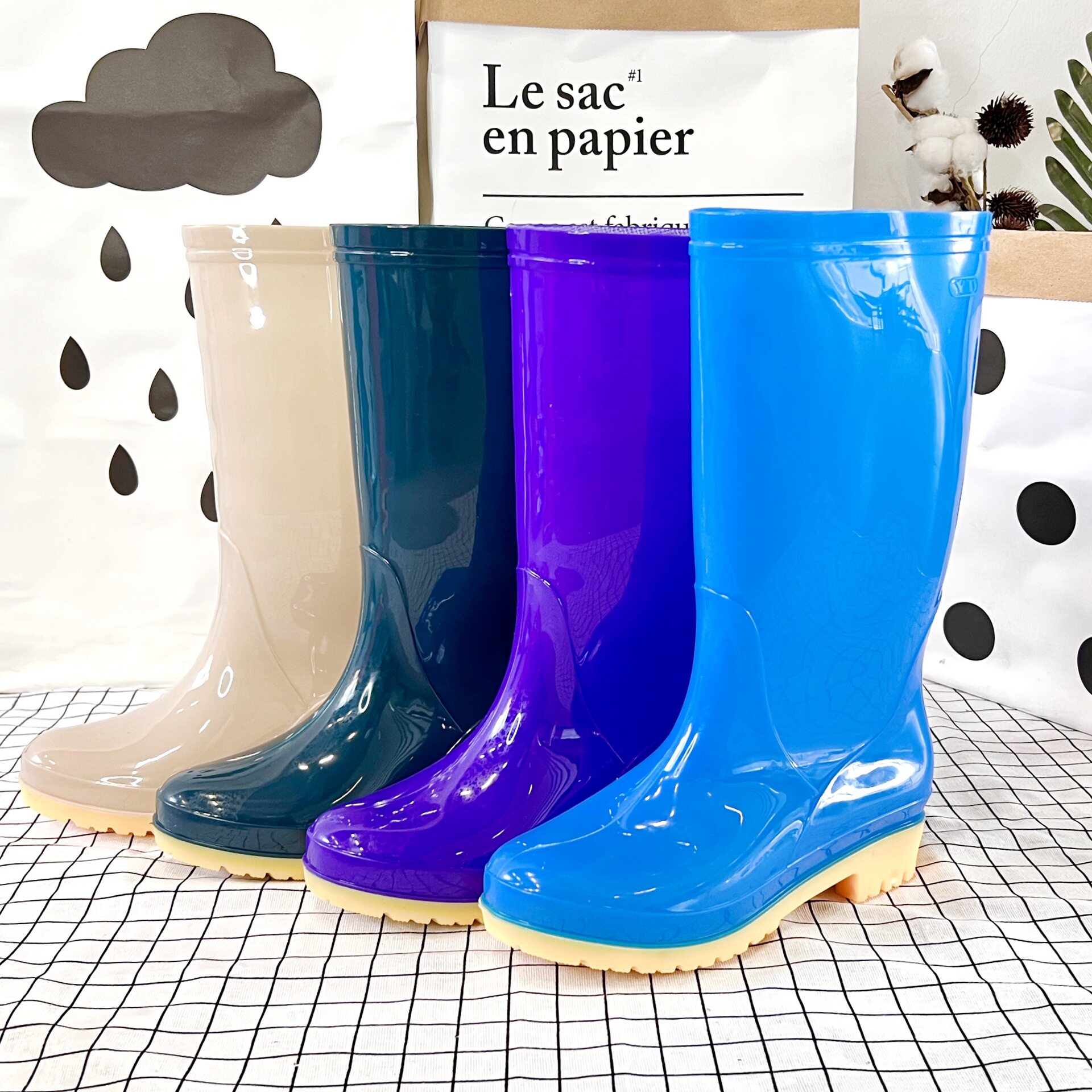 低跟时尚长筒雨靴女款防