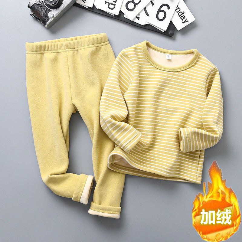 儿童保暖内衣童装加绒加厚套装男童秋衣秋裤女童冬装打底两件套潮
