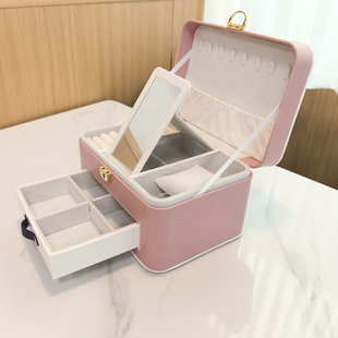 小马多层首饰盒儿童发饰收纳盒带镜子大容量饰品珠宝收纳盒