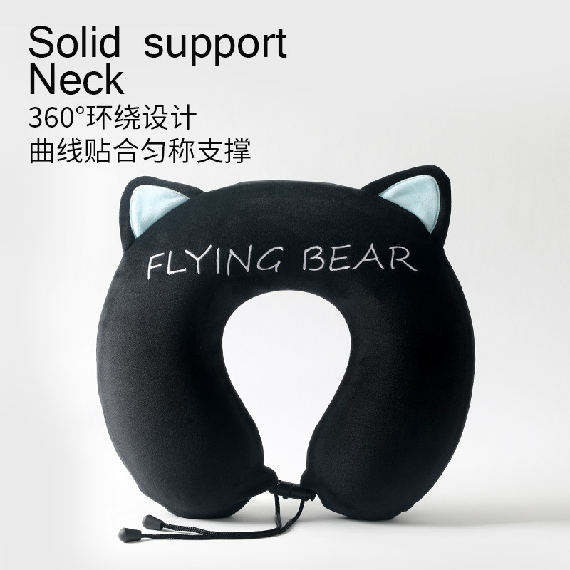 卡通记忆棉u型枕慢回弹猫耳朵护颈枕车载护脖子零感无压力