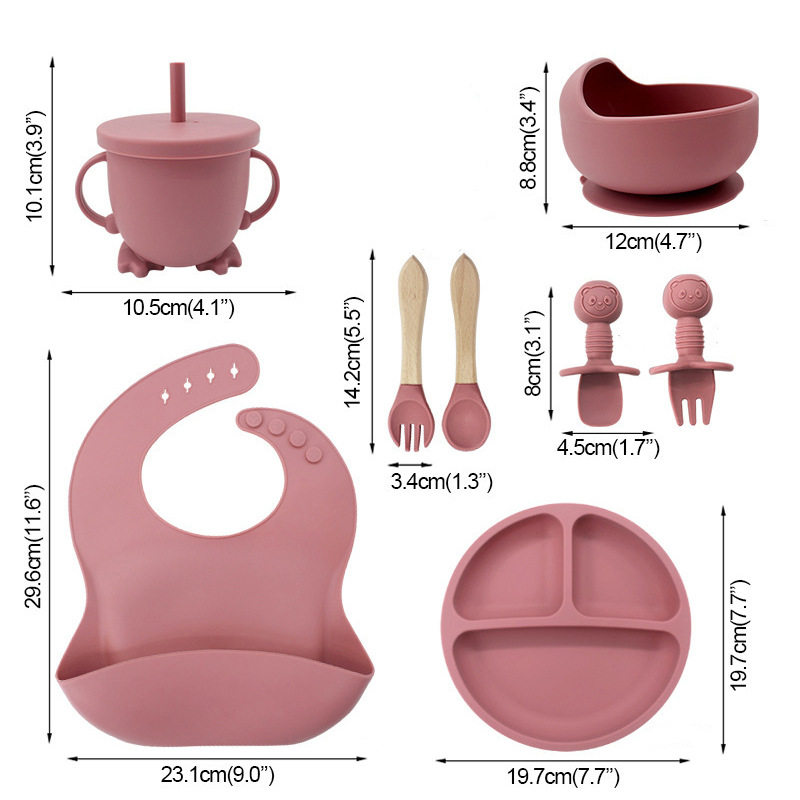 8件套硅胶儿童餐具宝宝