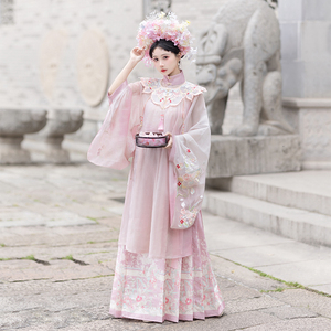 明制云肩汉服女2024新款夏季改良重工琵琶袖长衫超仙气马面裙套装