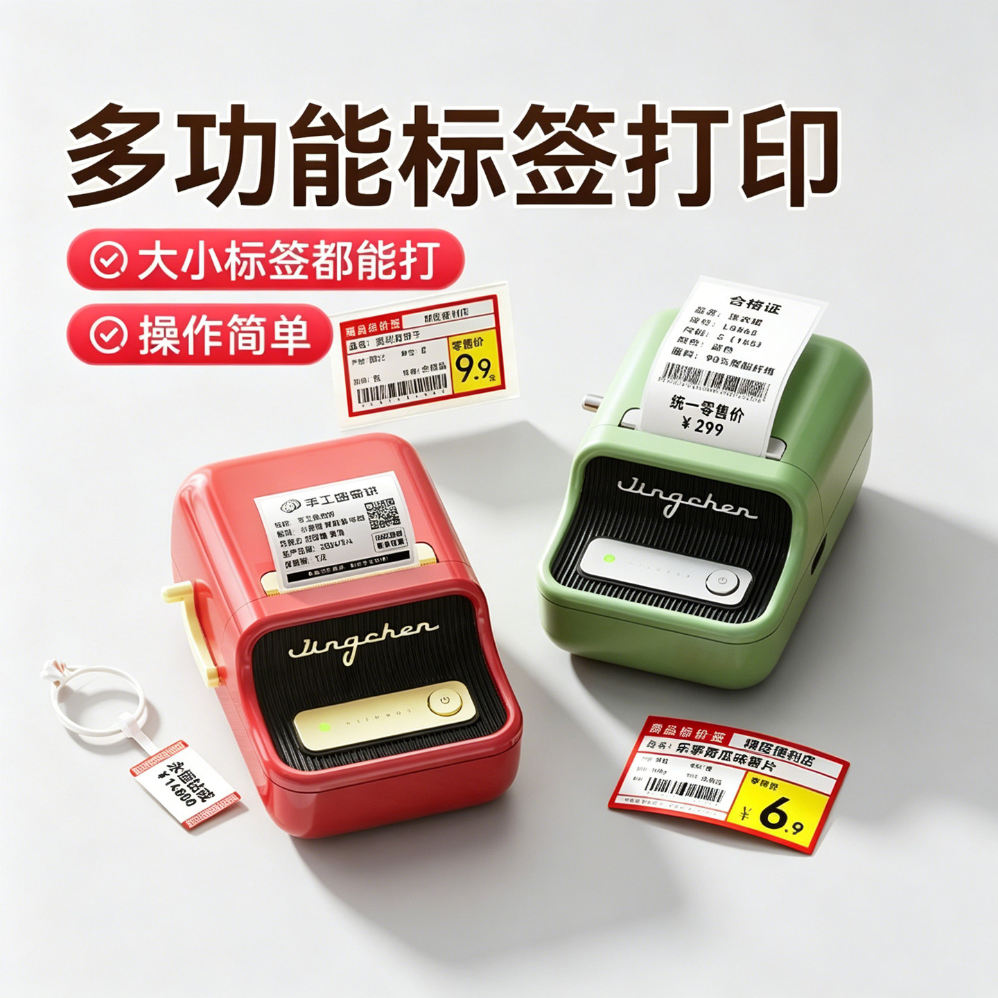 精臣B21标签打印机小型便携式热敏不干胶标签贴纸打印机商用家用食品烘焙服装吊牌珠宝价签超市打价格标签机