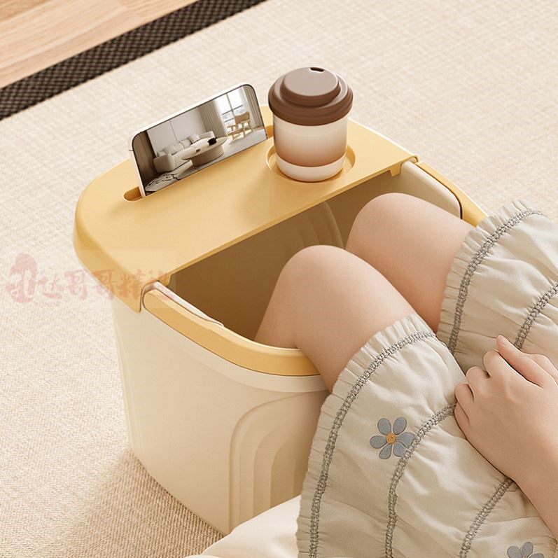 泡脚桶家用养生泡脚桶按摩洗脚桶加厚宽把手加盖板可安放手机追剧