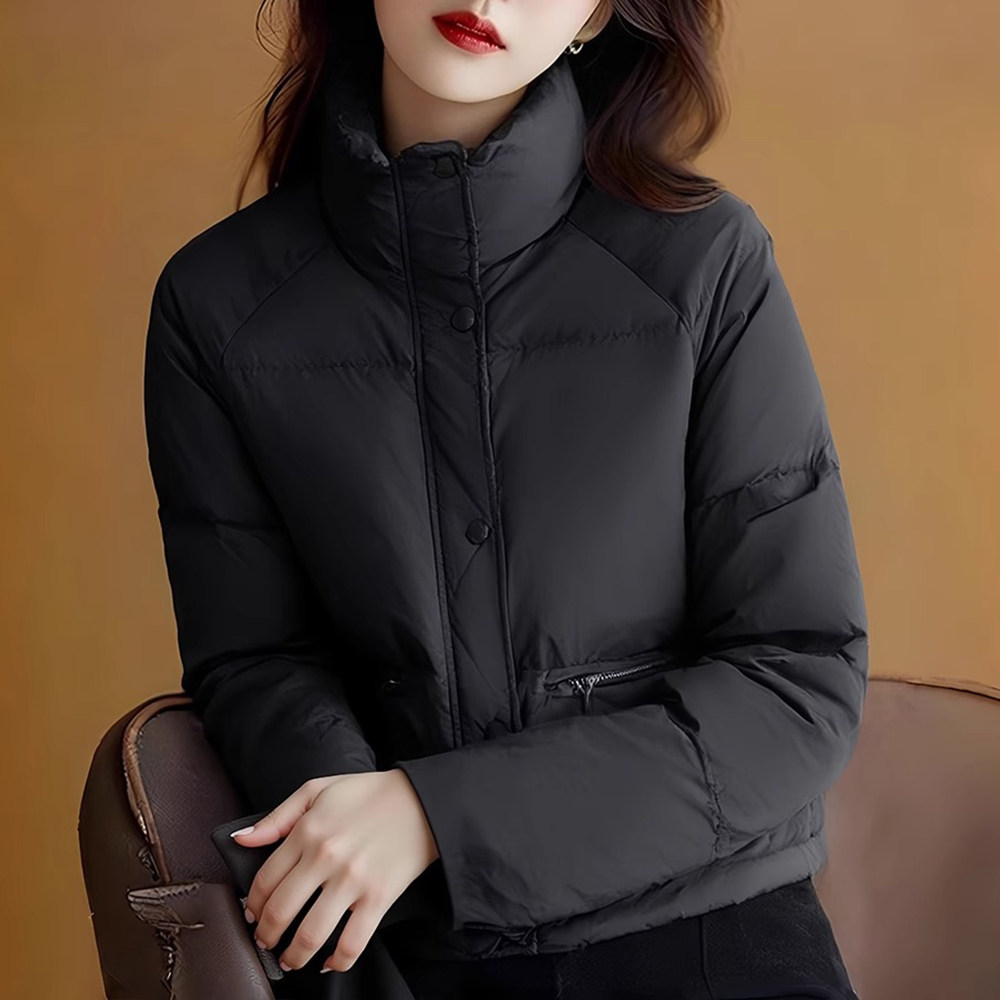 黑色立领小个子羽绒棉服女2024秋冬新款洋气设计感独特别致外套潮