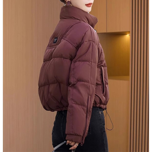 洋气百搭小个子秋冬新款 韩版 立领设计感女士棉服大码