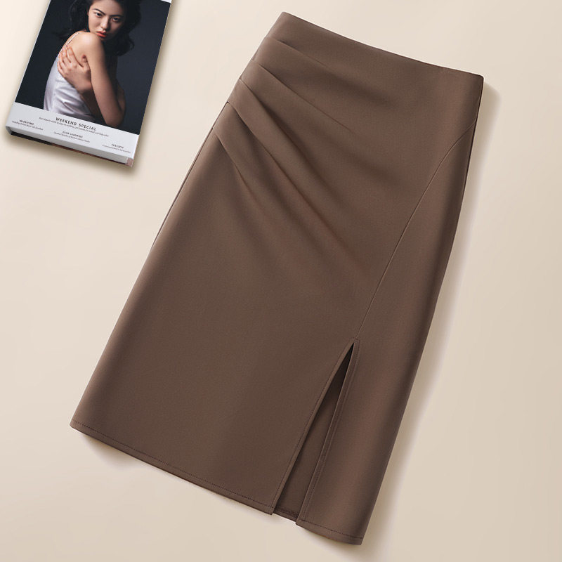 高级感气质西装半身裙女2024夏季新款简约百搭高腰开叉中长款半裙