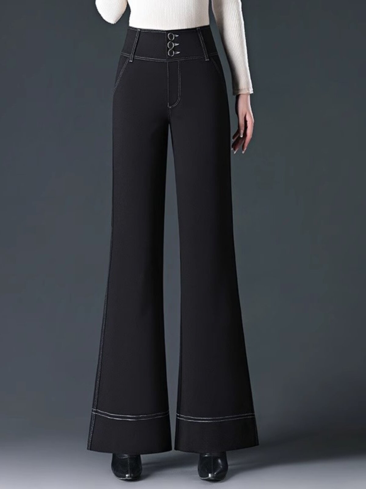 加绒加厚保暖高腰显瘦直筒裤女2025秋冬新款时尚百搭大码休闲长裤