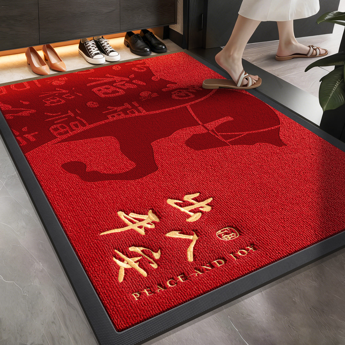 马年新款入户门地垫中式门口红色喜庆地毯高端门外防滑耐磨脚垫,居家布艺,入户地垫,淘宝优惠券,粉丝福利购,淘宝优惠卷