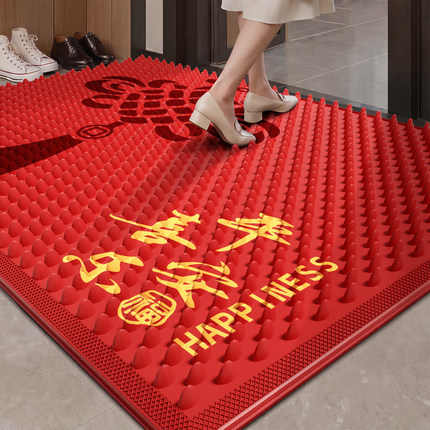 入户门地垫进门防滑垫家用室外门口门垫喜庆蹭土红色乔迁换鞋底垫