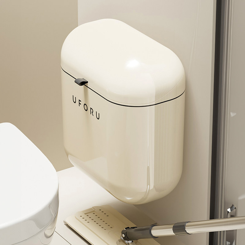 化妆室垃圾桶家用2025新款高颜值带盖子夹缝厕所专用桶壁挂式卫生