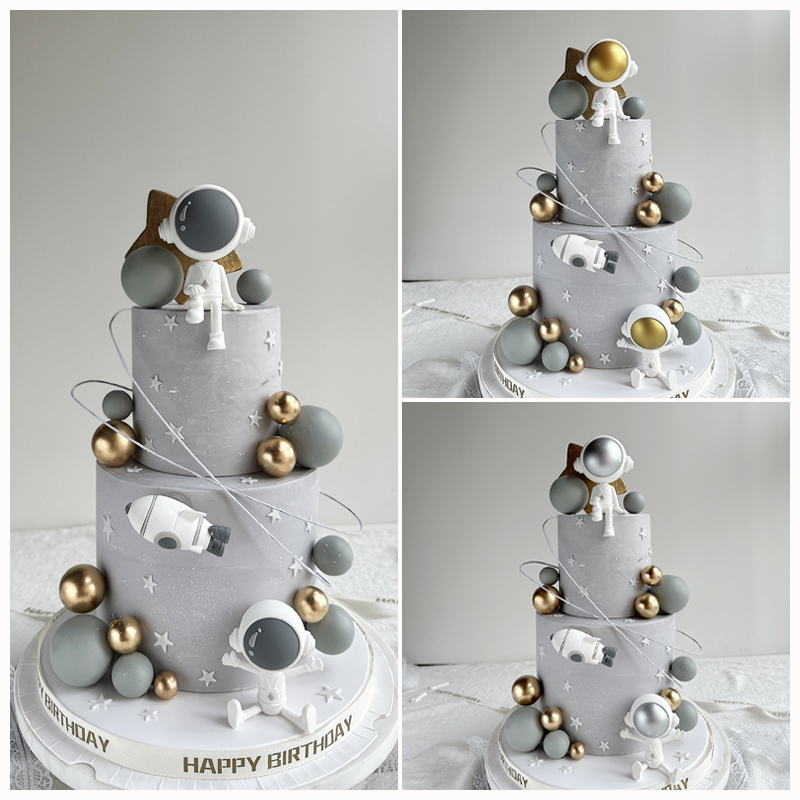 卡通宇航员蛋糕装饰太空人摆件