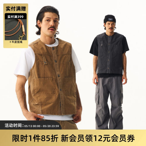 TIRES复古洗水工装马甲背心