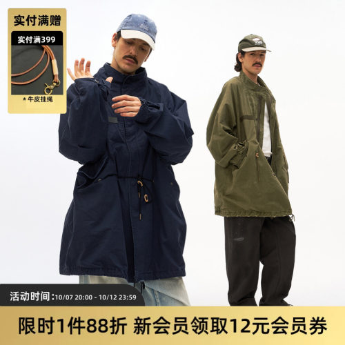 TIRES 日系M65复古M51水洗鱼尾军事风衣工装外套PARKA大衣宽松VV