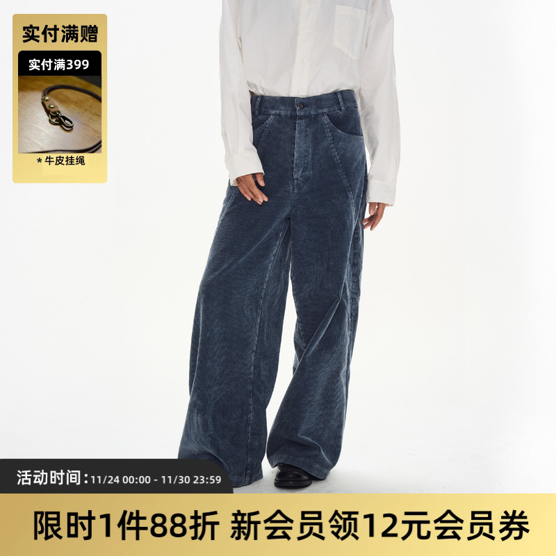 复古灯芯绒直筒阔腿裤TIRES