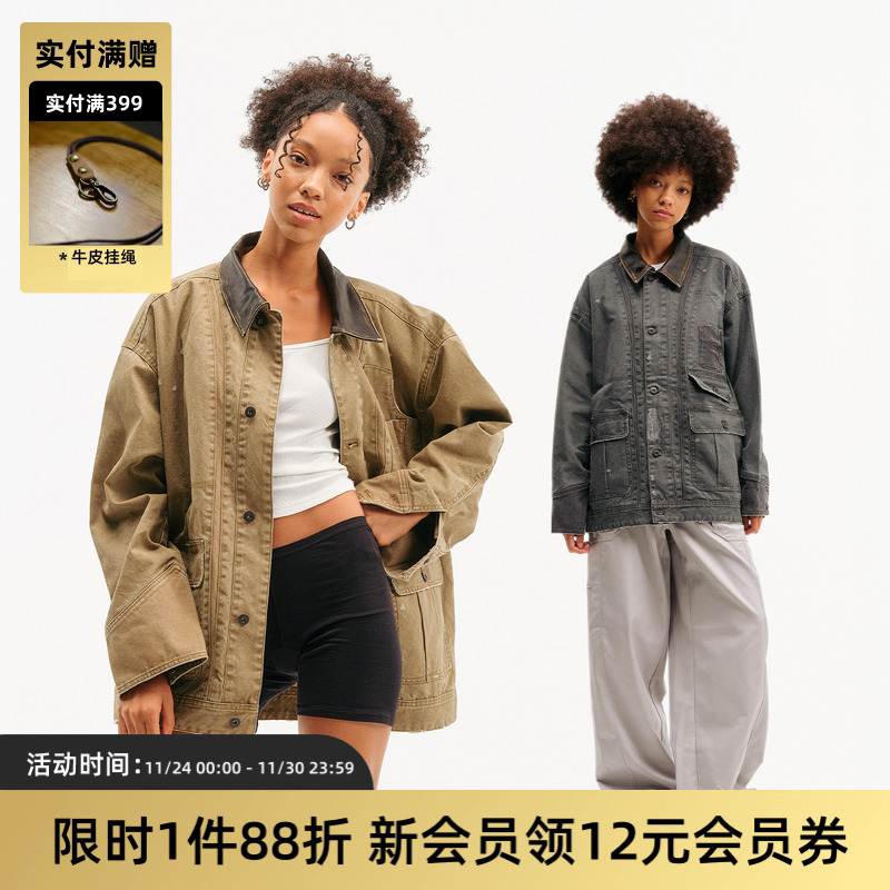 TIRES羊皮领密歇根四袋工装夹克