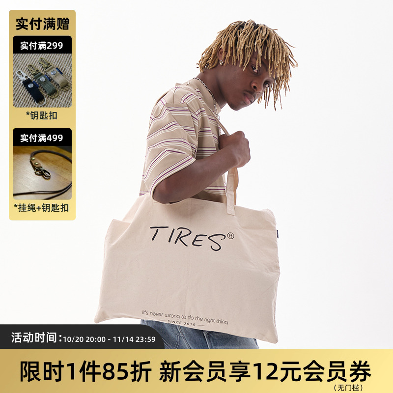 TIRES帆布复古手提袋休闲