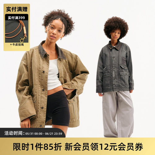 TIRES羊皮领密歇根四袋工装夹克