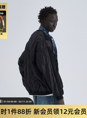 TIRES「澄砺」日系复古拼接夹棉新雪丽卫衣洗水刺绣宽松圆领套头