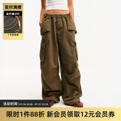TIRES复古伞兵工装裤多口袋长裤