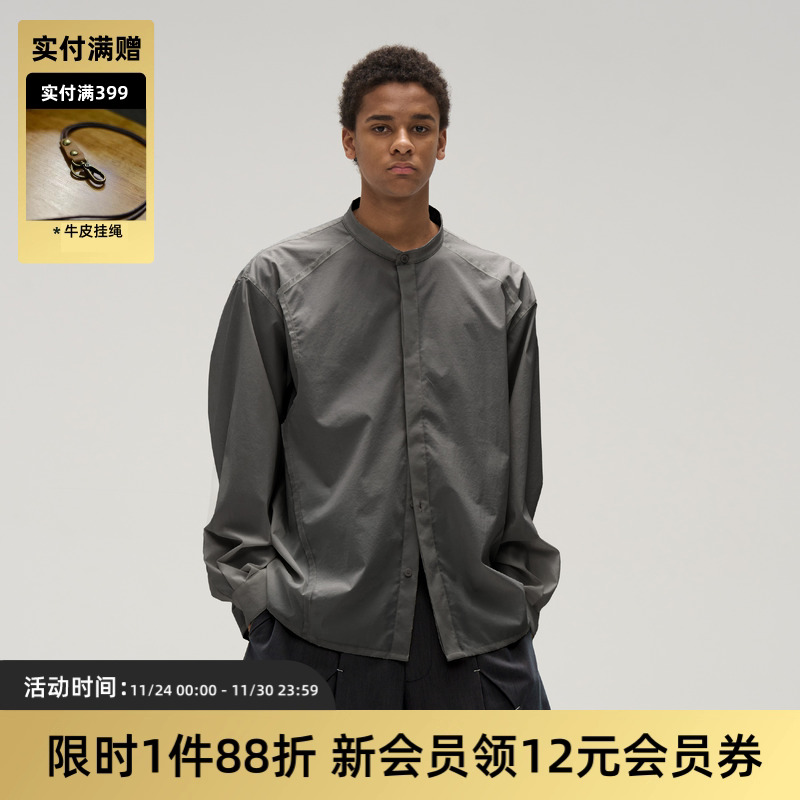 TIRES 25SS日系复古切线立领衬衫 衬衣廓形休闲外套长袖男女