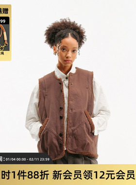 TIRES「隙柔」美利奴羊毛洗水马甲 保暖宽松搭配内胆厚背心外套