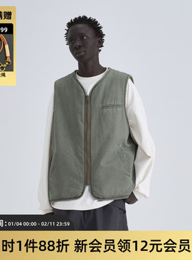 TIRES「澄砺」日系洗水IRIS羊羔绒双面内胆马甲 美利奴宽松男女